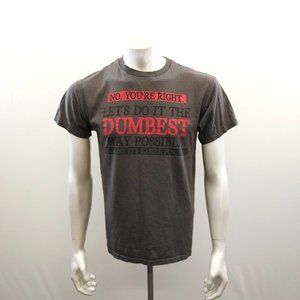 Men's Humor T Shirt Size Medium Gray Short Sleeve Crew Neck Cotton Tee